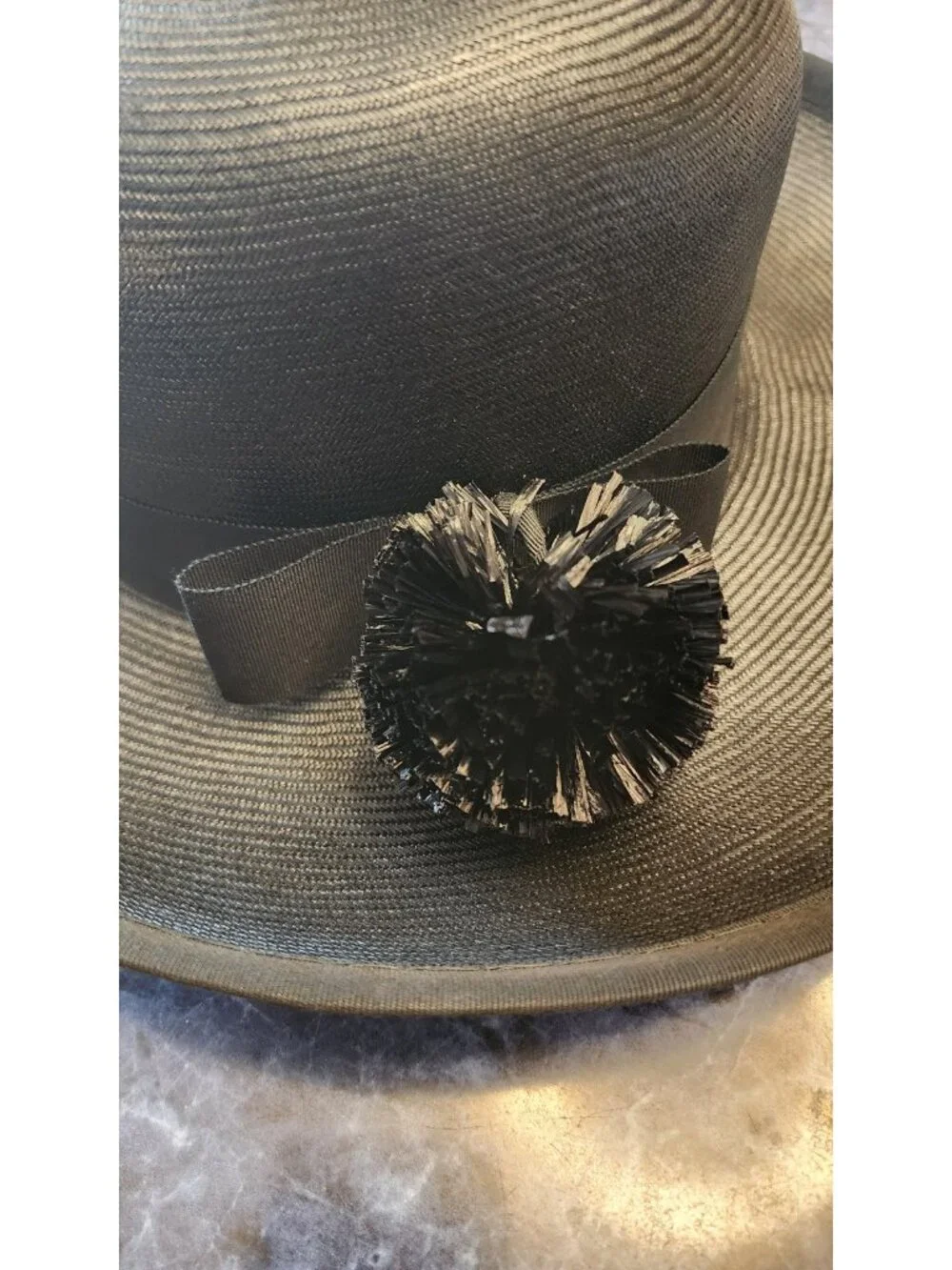 Mr John Classic Vintage 1968 Black Straw Wide Brim Hat New York Paris Designer